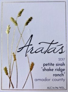 2017 Aratas SSR Petite Sirah label